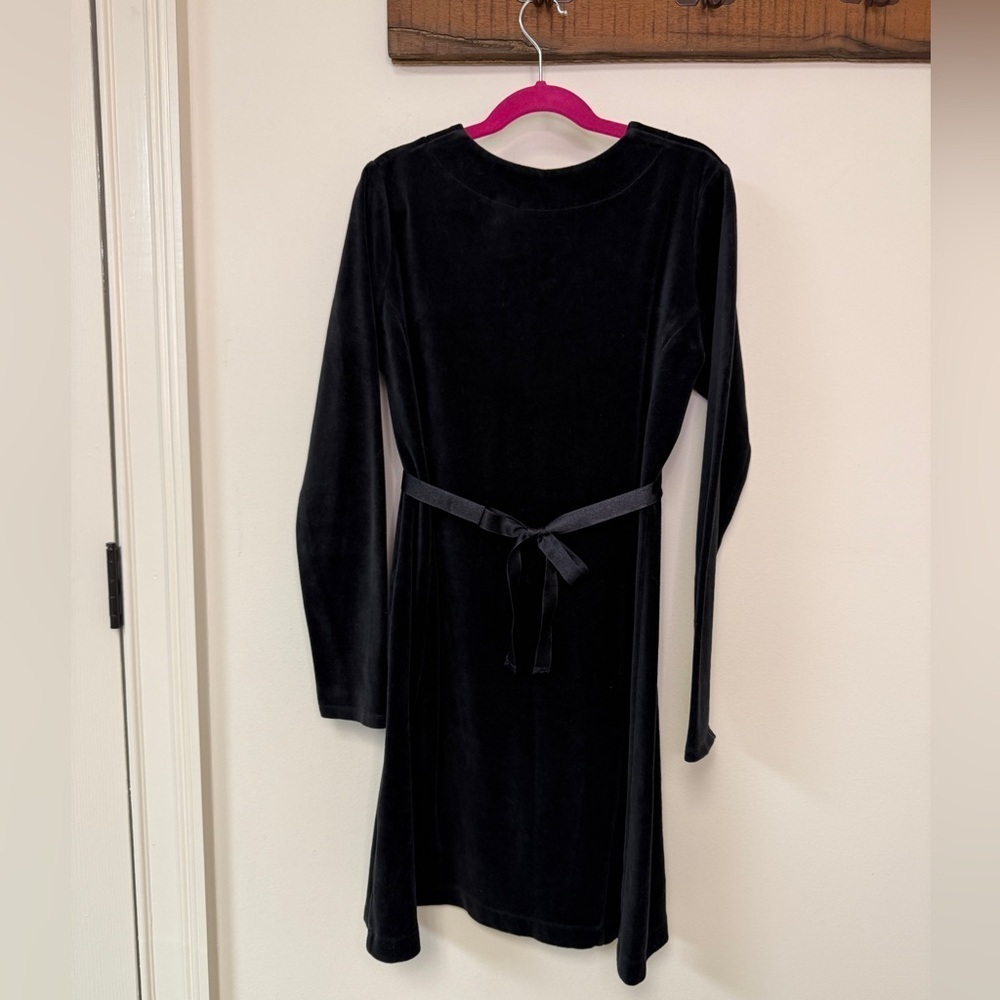L.L. Bean: Girls Black Velour Long Sleeve Dress, Size L - Picture 2 of 8